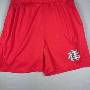 Eric Emanuel Mesh Basketball Shorts Mens Medium 6" Inseam Red Elastic EE NYC